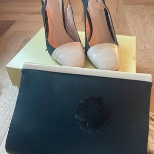 Next Elegant Black and Cream Heels with Clutch